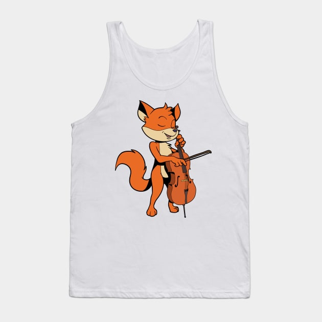 Comic fox plays cello Tank Top by Modern Medieval Design